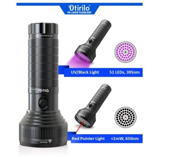 Otirilio 51 LED UV Balıkçı Feneri ve Lazer Pointer (Mor Işık)
