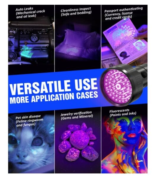 Otirilio 51 LED UV Balıkçı Feneri ve Lazer Pointer (Mor Işık)