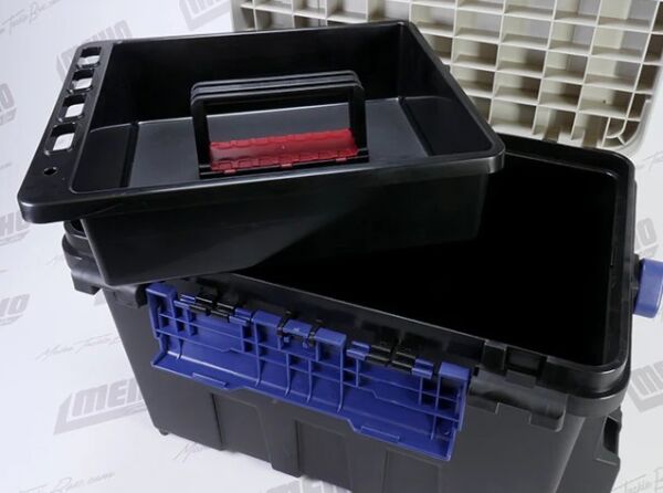 Meiho Bucket Mouth BM-9000 Siyah Takım Kutusu + Hard Belt BM-200 Askı