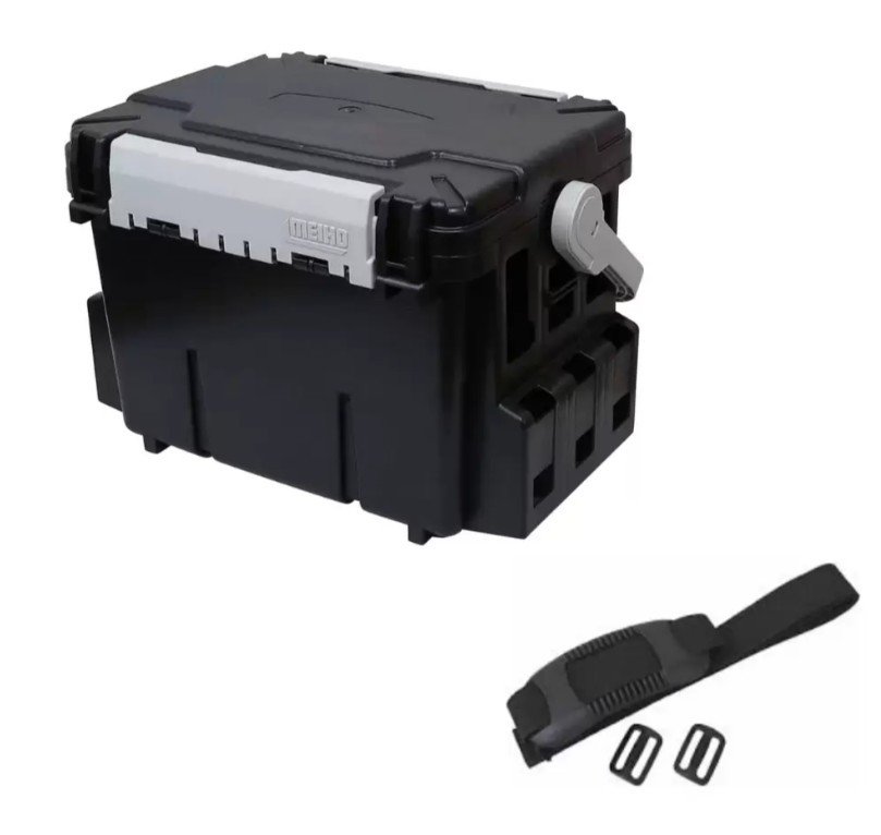 Meiho Bucket Mouth BM-7000 Siyah Takım Kutusu + Hard Belt BM-200 Askı