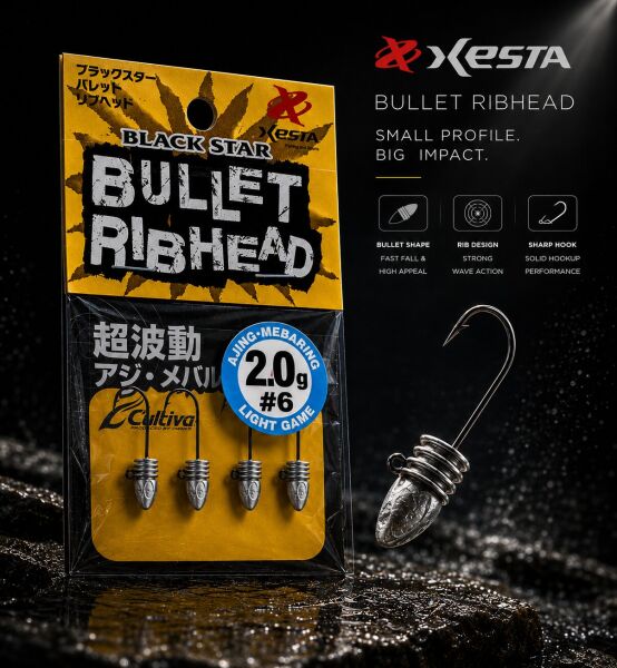 XESTA BULLET RIBHEAD JIG HEAD #6 4P 2.0G